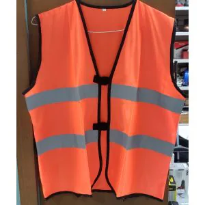 & XL Fl. Orange Fabric with Grey Ref Strip Plastic D Ring Strap - L & XL product image
